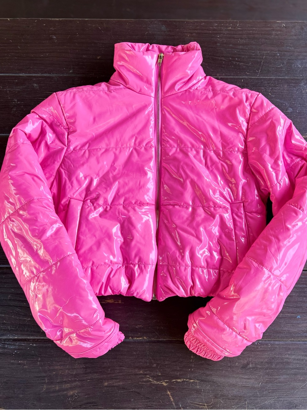 36pointS Hot Pink Shiny Puffer Jacket